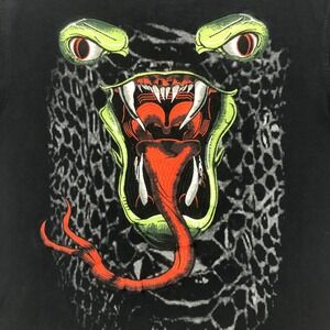 Parish Snake Graphic Print T-Shirt Crew Neck Short Sleeve Black Size‎ Large